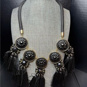 N27. Black tassel chunky statement necklace